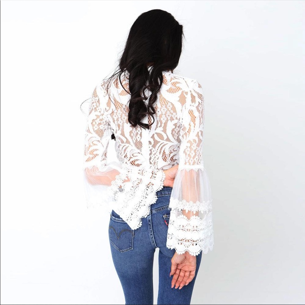 EyeLash Detailing Lace Boho Blouse - Picture 6 of 7